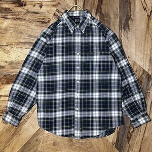 Vintage 90s Gap Blue Label Plaid Flannel Shirt Mens Large Cotton